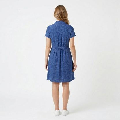 Robe d'Été Mi-Longue Imprimée à Col Rond et Manches Courtes