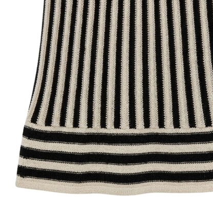 Robe Longue en Maille Sans Manches à Rayures et Col Rond