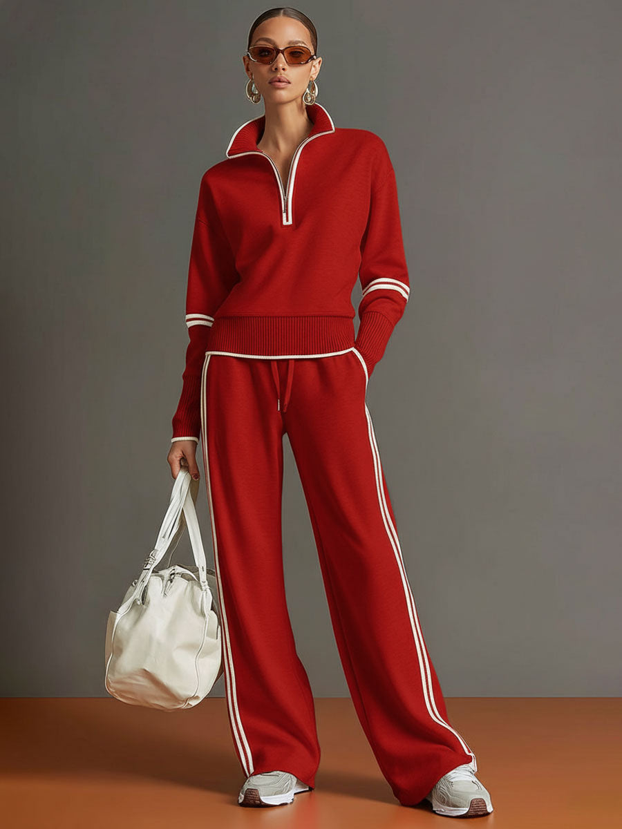 Ensemble Sport Chic Rétro – Demi-Zip & Pantalon
