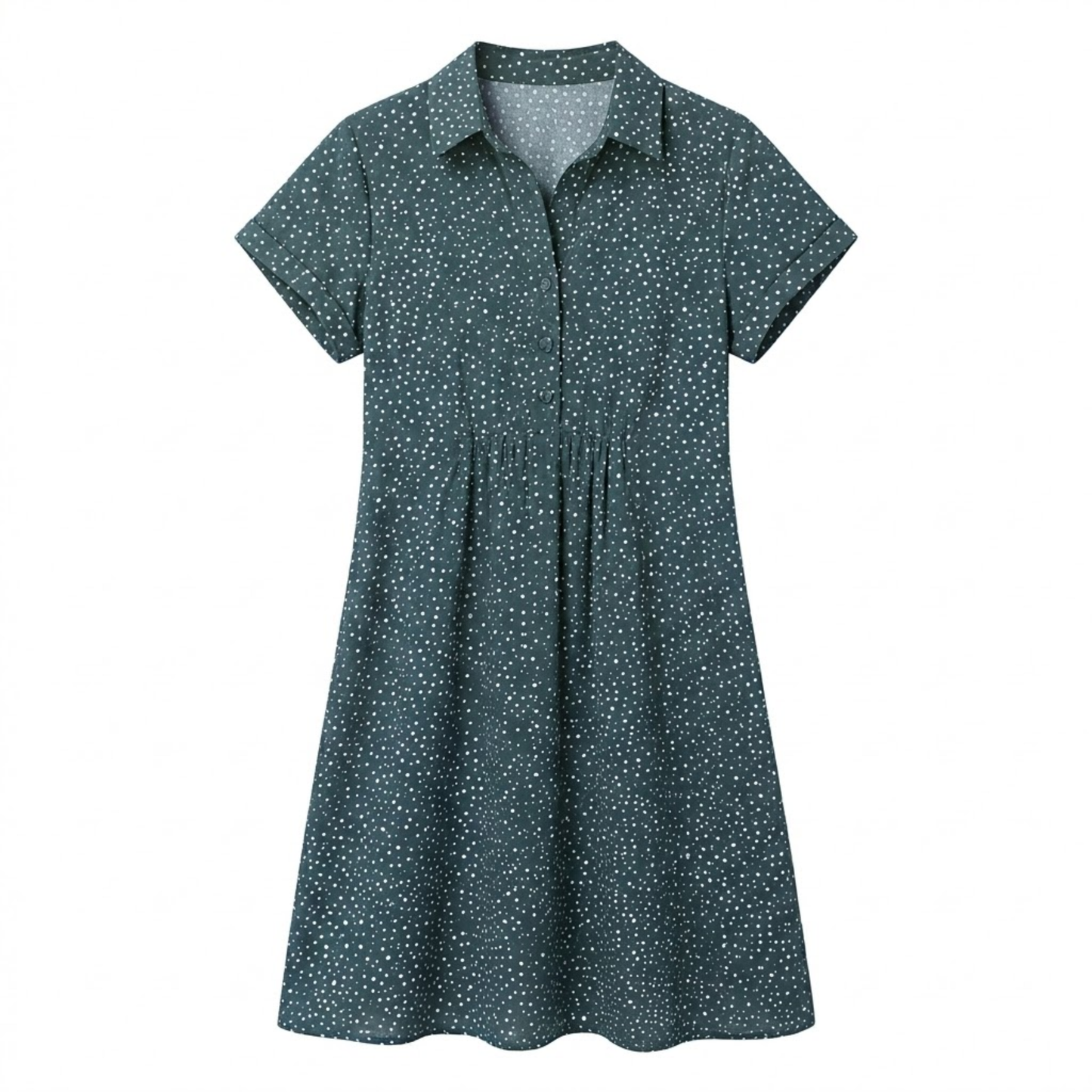 Robe d'Été Mi-Longue Imprimée à Col Rond et Manches Courtes