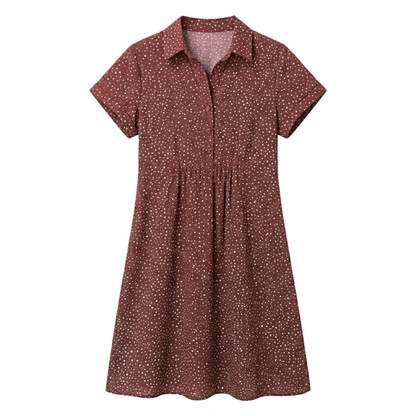 Robe d'Été Mi-Longue Imprimée à Col Rond et Manches Courtes