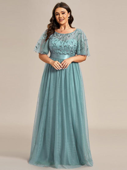 ever SAPHIR|Robes de cérémonie longues à manches courtes et broderies A-Line
