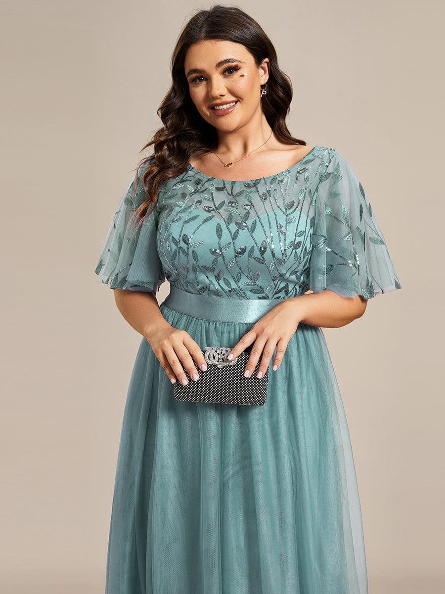 ever SAPHIR|Women's A-Line Short Sleeve Embroidery Floor Length Wedding Guest Dresses