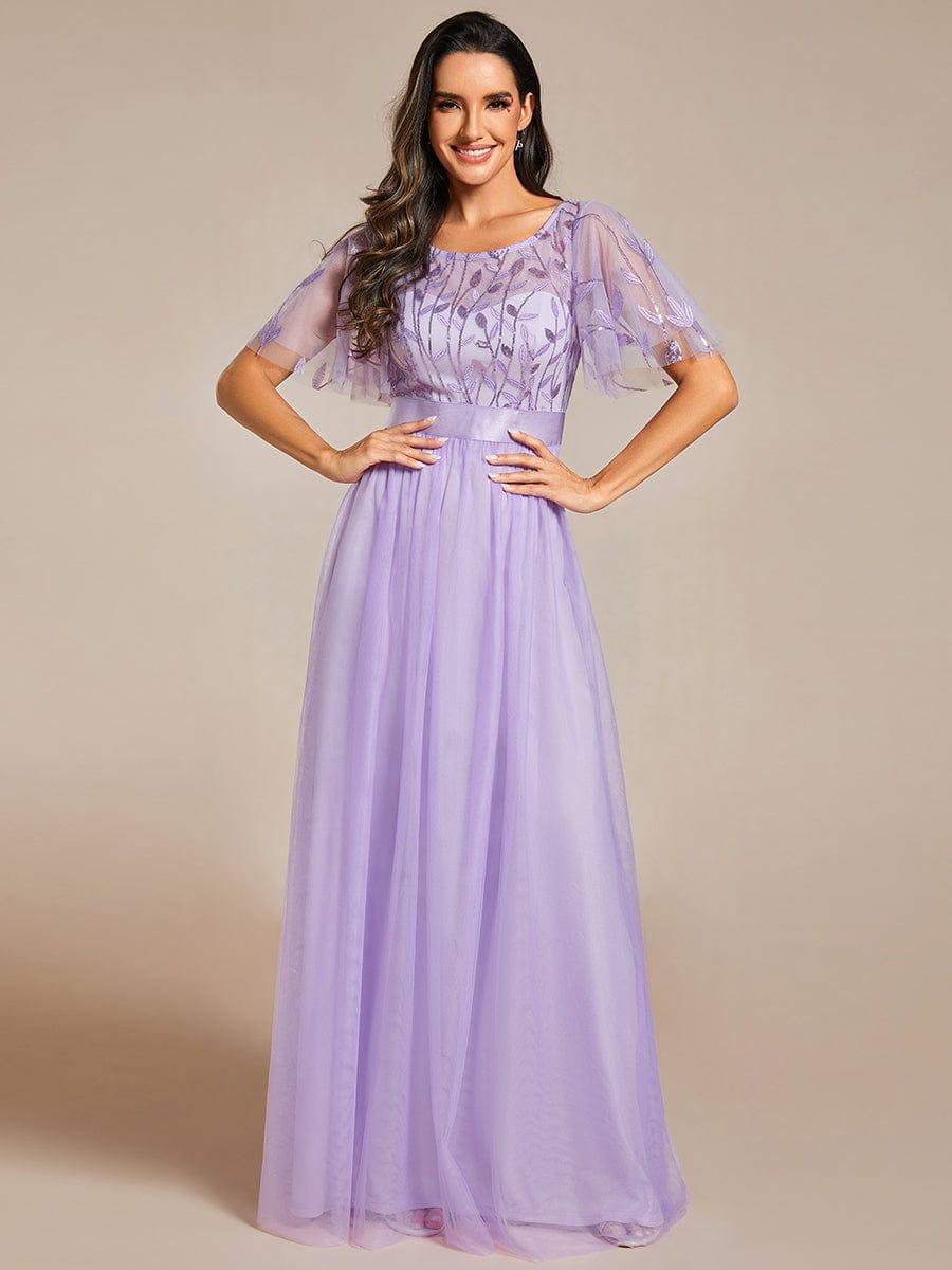 ever SAPHIR|Women's A-Line Short Sleeve Embroidery Floor Length Wedding Guest Dresses
