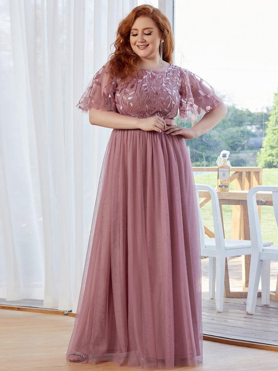 ever SAPHIR|Women's A-Line Short Sleeve Embroidery Floor Length Wedding Guest Dresses