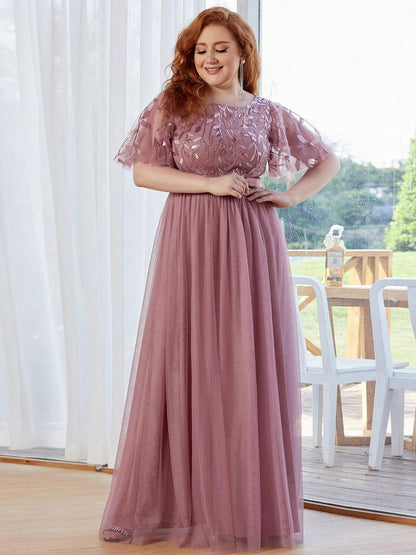 ever SAPHIR|Robes de cérémonie longues à manches courtes et broderies A-Line