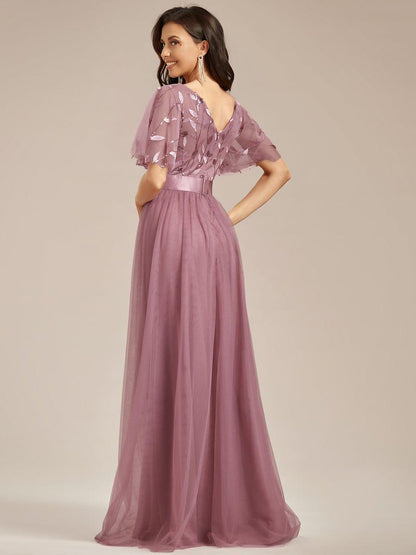 ever SAPHIR|Women's A-Line Short Sleeve Embroidery Floor Length Wedding Guest Dresses