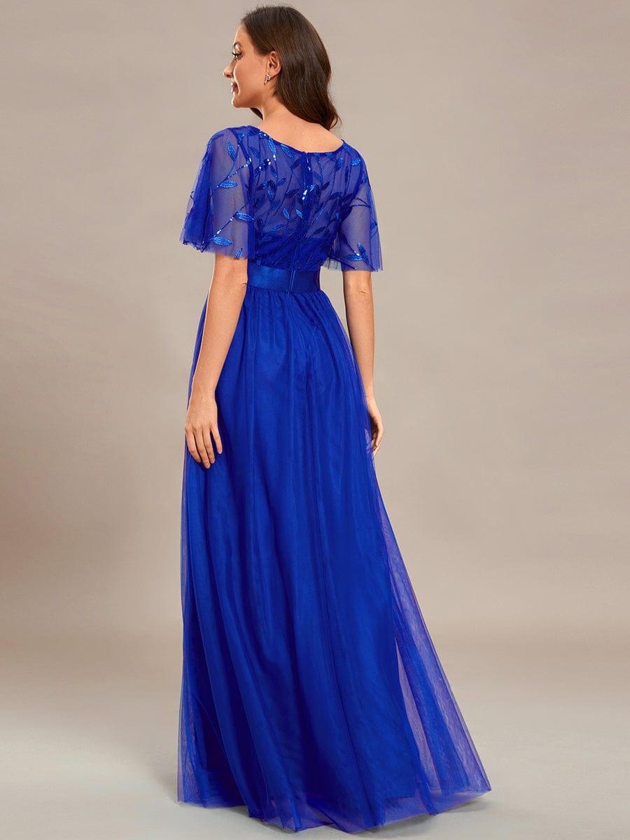 ever SAPHIR|Women's A-Line Short Sleeve Embroidery Floor Length Wedding Guest Dresses