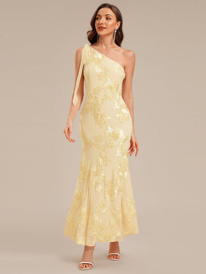 ever ARCELIA|Designer One Shoulder Ribbon Mermaid Evening Dress