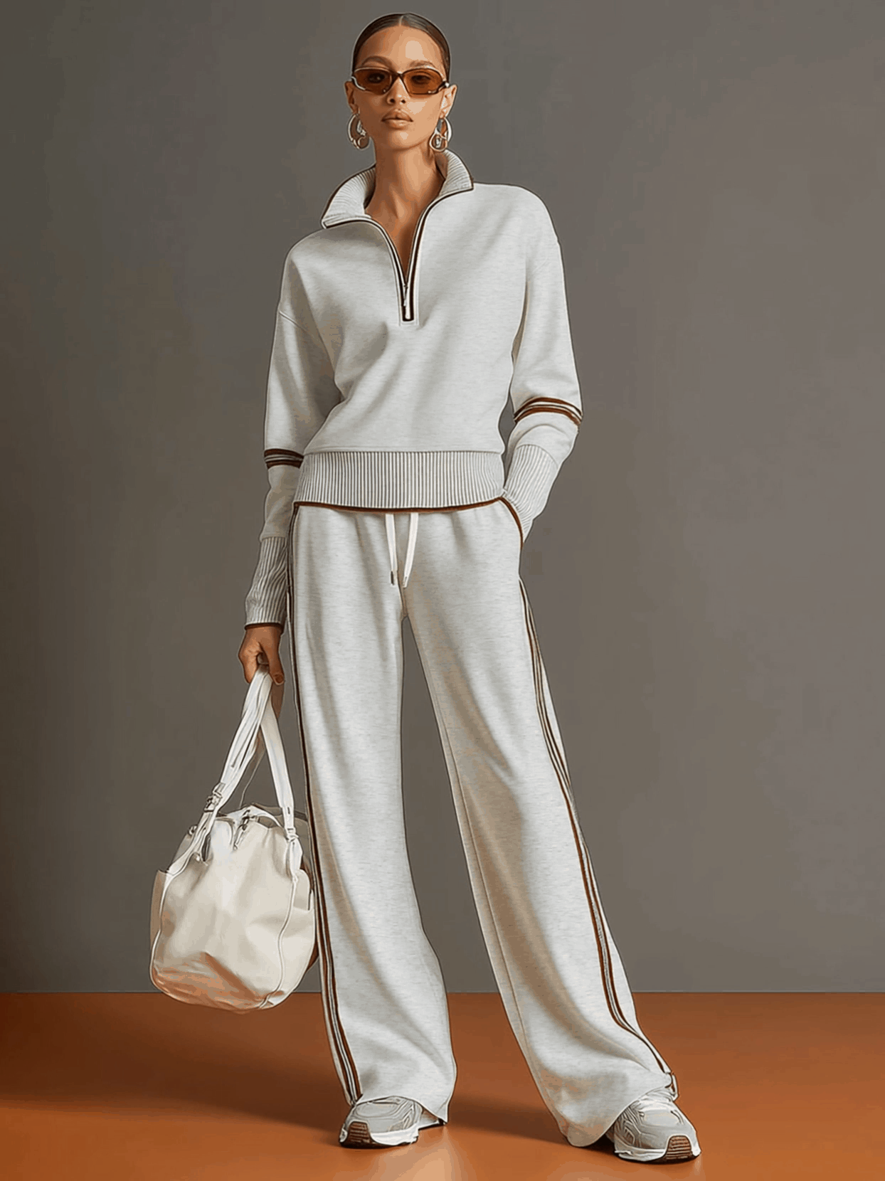 Ensemble Sport Chic Rétro – Demi-Zip & Pantalon