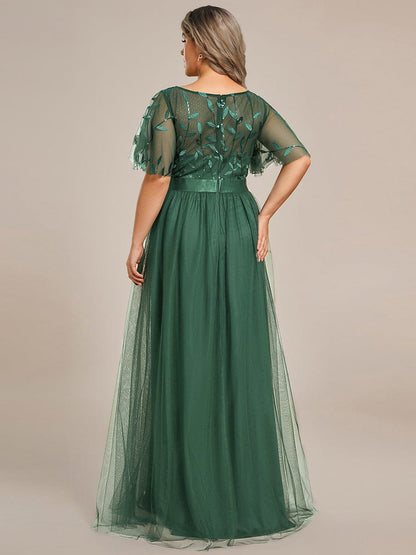 ever SAPHIR|Women's A-Line Short Sleeve Embroidery Floor Length Wedding Guest Dresses