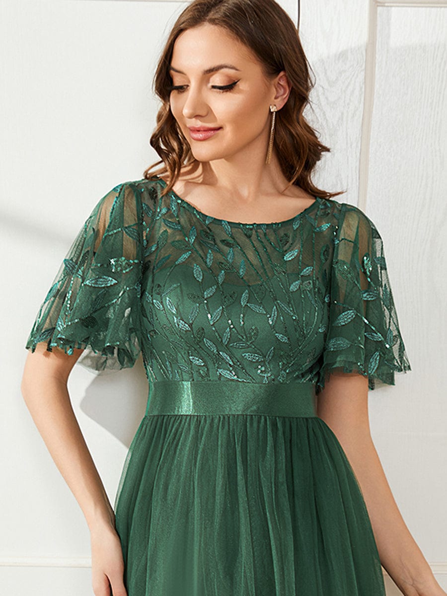 ever SAPHIR|Robes de cérémonie longues à manches courtes et broderies A-Line
