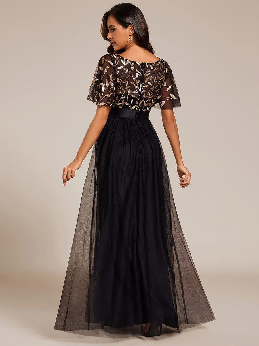 ever SAPHIR|Women's A-Line Short Sleeve Embroidery Floor Length Wedding Guest Dresses