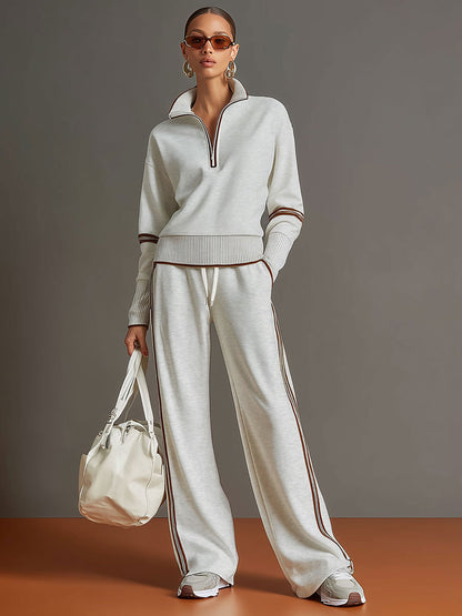 Ensemble Sport Chic Rétro – Demi-Zip & Pantalon